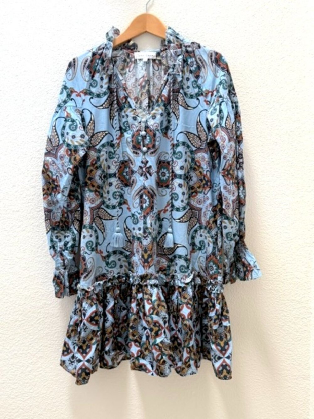 Cara Cara Blue, Brown and Red Paisley Dress for Fall